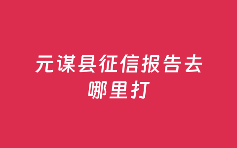 元谋县征信报告去哪里打