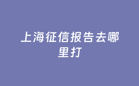 上海征信报告去哪里打