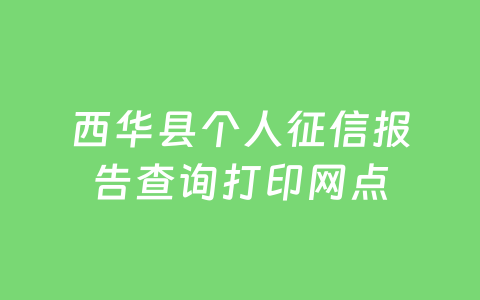 西华县个人征信报告查询打印网点
