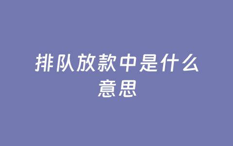 排队放款中是什么意思