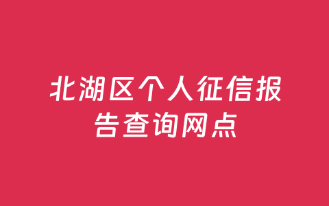 北湖区个人征信报告查询网点