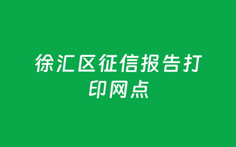 徐汇区征信报告打印网点