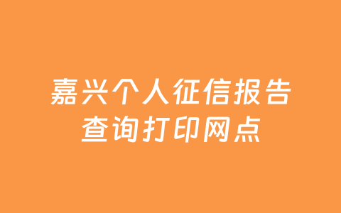 嘉兴个人征信报告查询打印网点