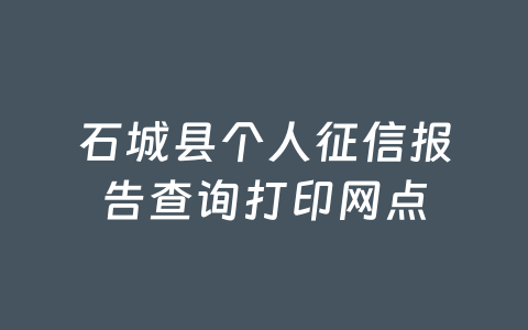 石城县个人征信报告查询打印网点