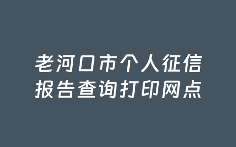老河口市个人征信报告查询打印网点