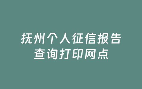 抚州个人征信报告查询打印网点