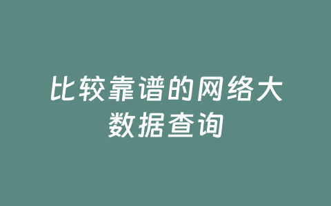 比较靠谱的网络大数据查询