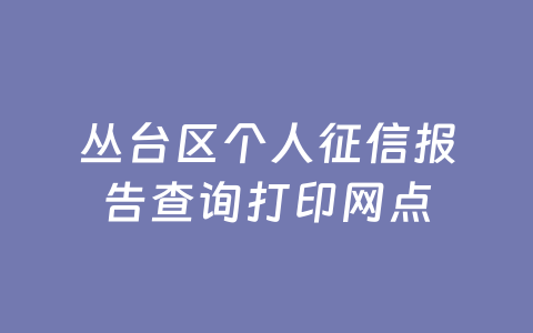 丛台区个人征信报告查询打印网点