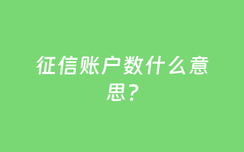 征信账户数什么意思？