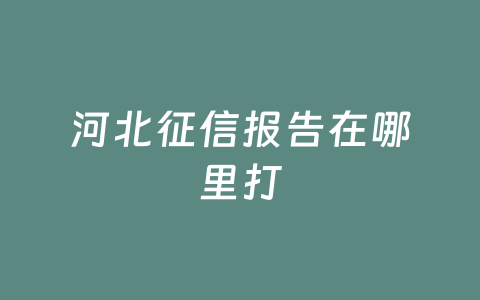 河北征信报告在哪里打
