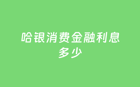 哈银消费金融利息多少