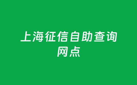 上海征信自助查询网点