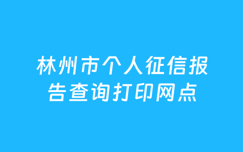 林州市个人征信报告查询打印网点