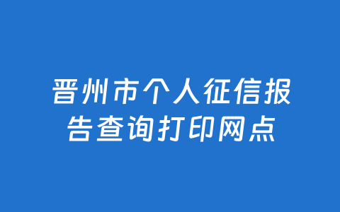 晋州市个人征信报告查询打印网点