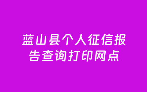 蓝山县个人征信报告查询打印网点