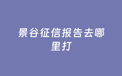 景谷征信报告去哪里打