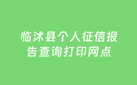 临沭县个人征信报告查询打印网点