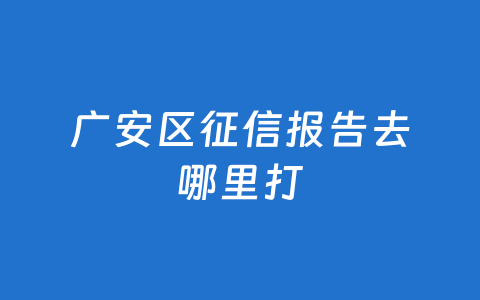 广安区征信报告去哪里打