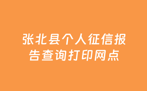 张北县个人征信报告查询打印网点