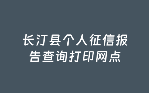 长汀县个人征信报告查询打印网点