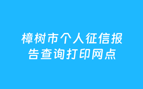樟树市个人征信报告查询打印网点