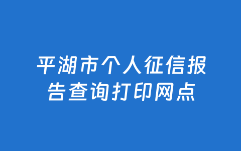 平湖市个人征信报告查询打印网点