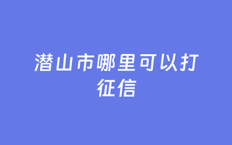 潜山市哪里可以打征信