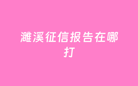 濉溪征信报告在哪打