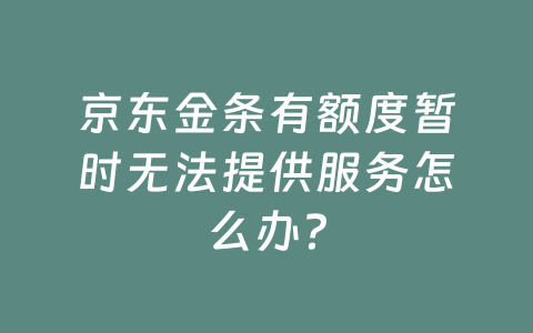 京东金条有额度暂时无法提供服务怎么办？