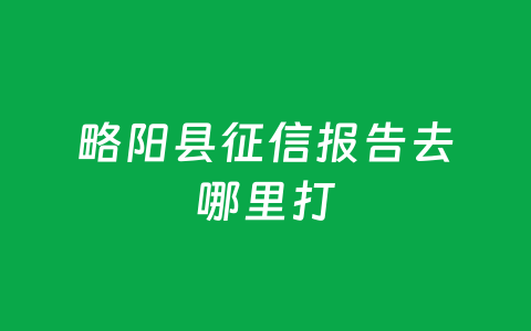 略阳县征信报告去哪里打