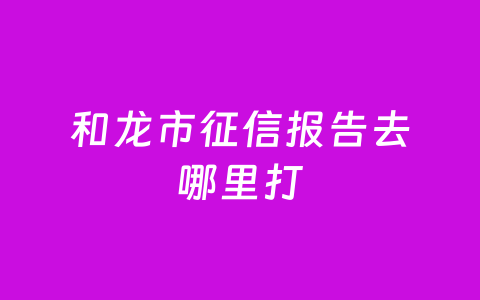 和龙市征信报告去哪里打