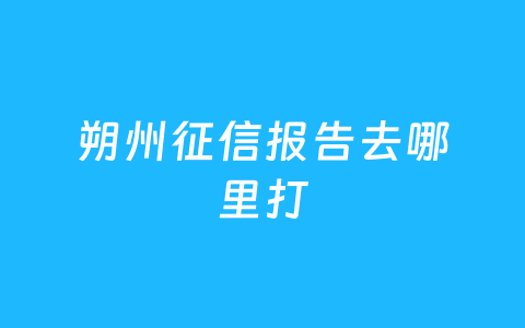 朔州征信报告去哪里打