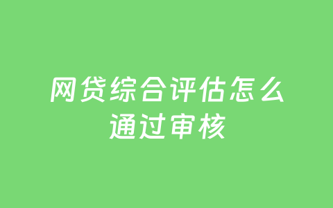 网贷综合评估怎么通过审核