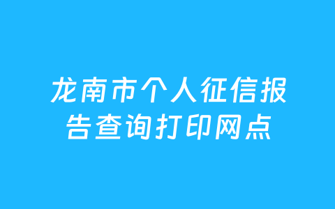龙南市个人征信报告查询打印网点