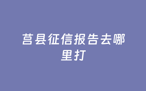 莒县征信报告去哪里打