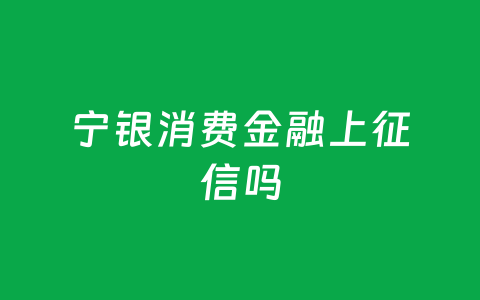 宁银消费金融上征信吗