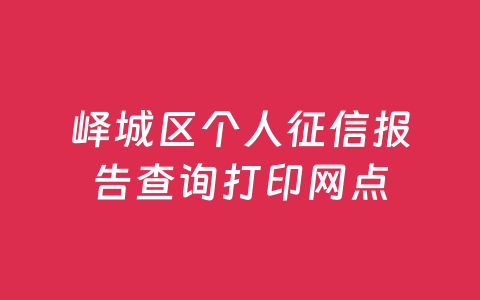 峄城区个人征信报告查询打印网点