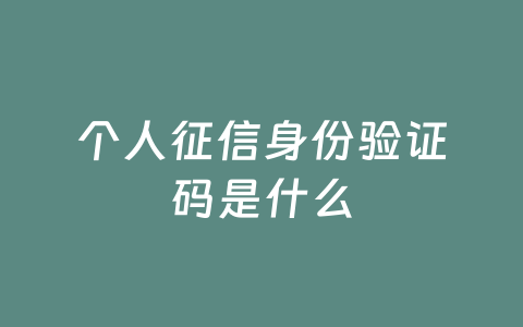 个人征信身份验证码是什么