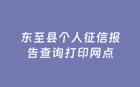 东至县个人征信报告查询打印网点