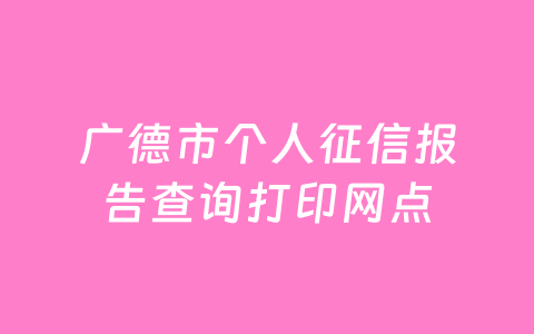 广德市个人征信报告查询打印网点