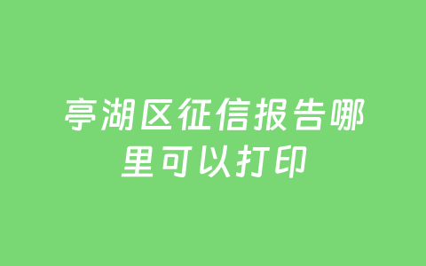 亭湖区征信报告哪里可以打印