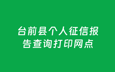 台前县个人征信报告查询打印网点