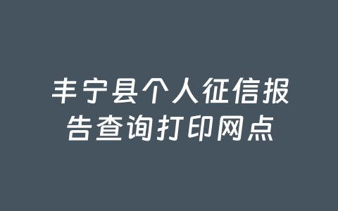 丰宁县个人征信报告查询打印网点