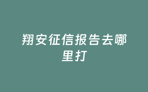 翔安征信报告去哪里打
