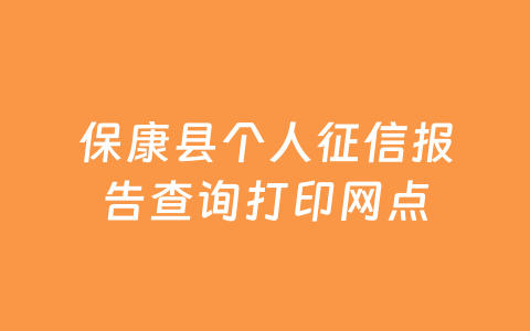 保康县个人征信报告查询打印网点