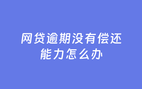 网贷逾期没有偿还能力怎么办