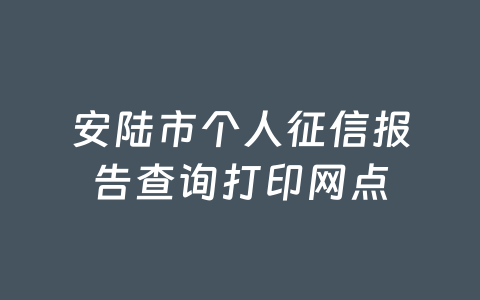 安陆市个人征信报告查询打印网点