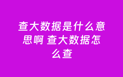 查大数据是什么意思啊 查大数据怎么查