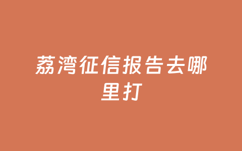 荔湾征信报告去哪里打