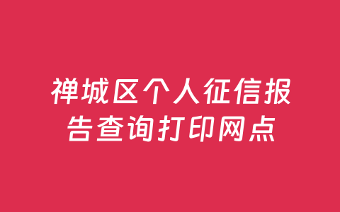 禅城区个人征信报告查询打印网点